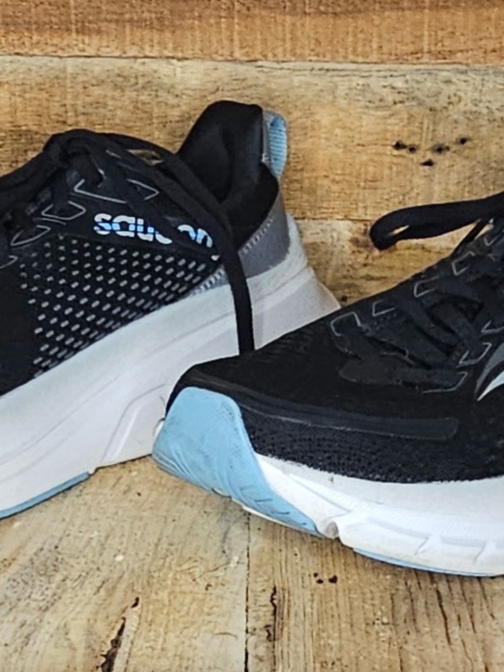 Saucony Black and Light Blue Running Shoes